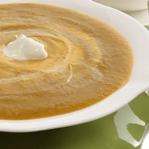 Sweet potato soup with goat’s cheese cream